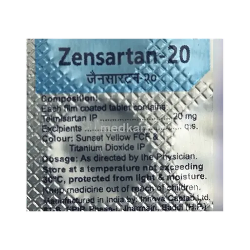 zensartan 20mg tablet 10's